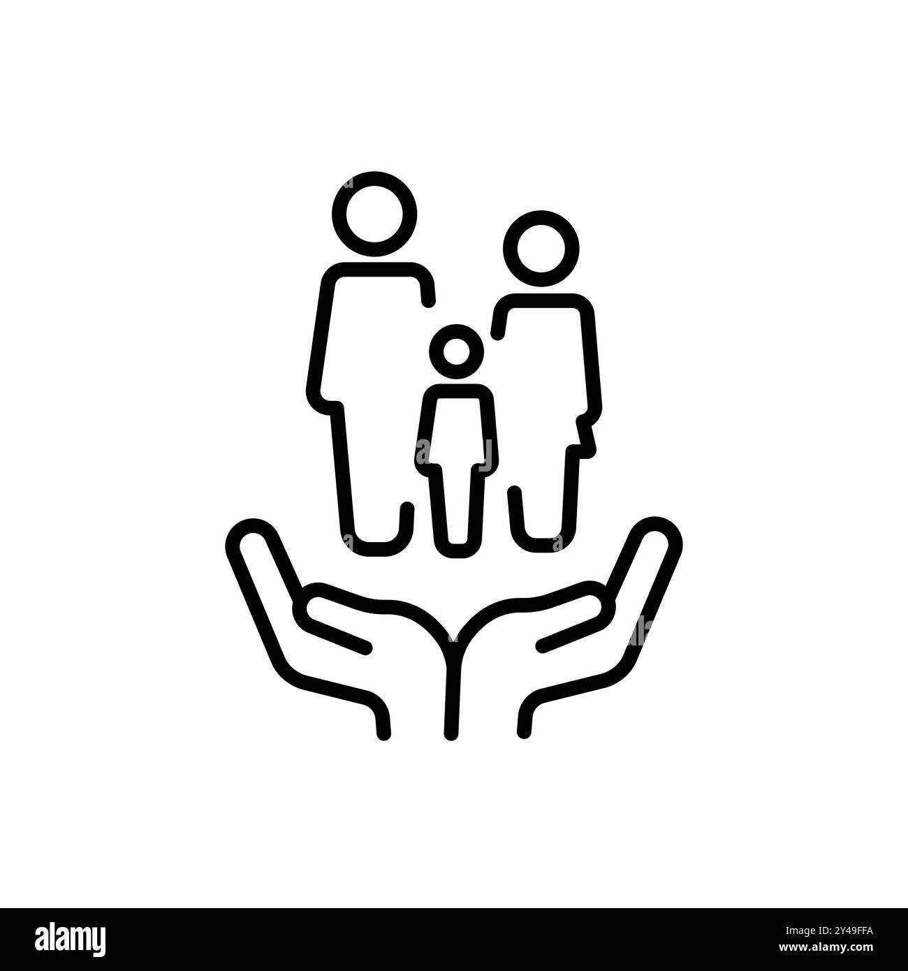 Mains tenant un symbole de famille. Icône de protection de la famille. Illustration de Vecteur