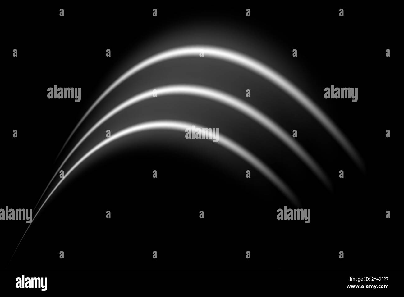 Bandes de néon à ondes blanches ou arc électrique. Faisceaux laser, faisceaux horizontaux. Beaux reflets lumineux. Rayures lumineuses sur fond noir. Illustration de Vecteur