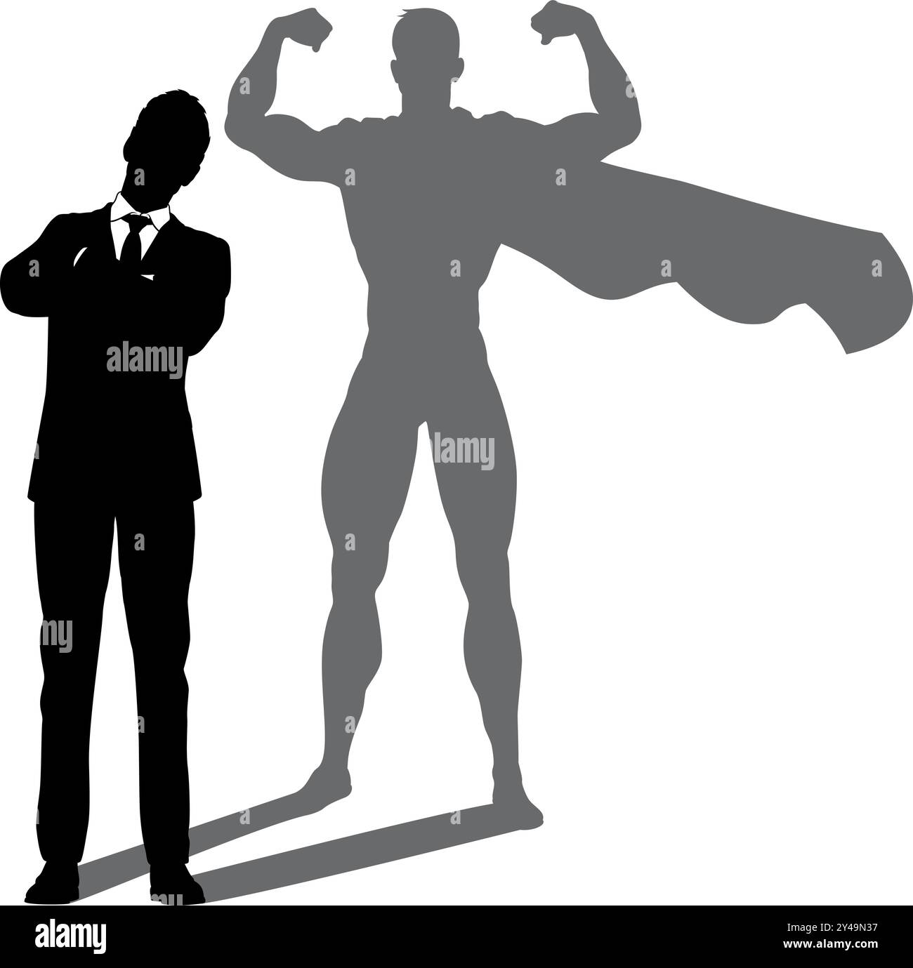 Super héros Business Man avec Super Hero Shadow Illustration de Vecteur