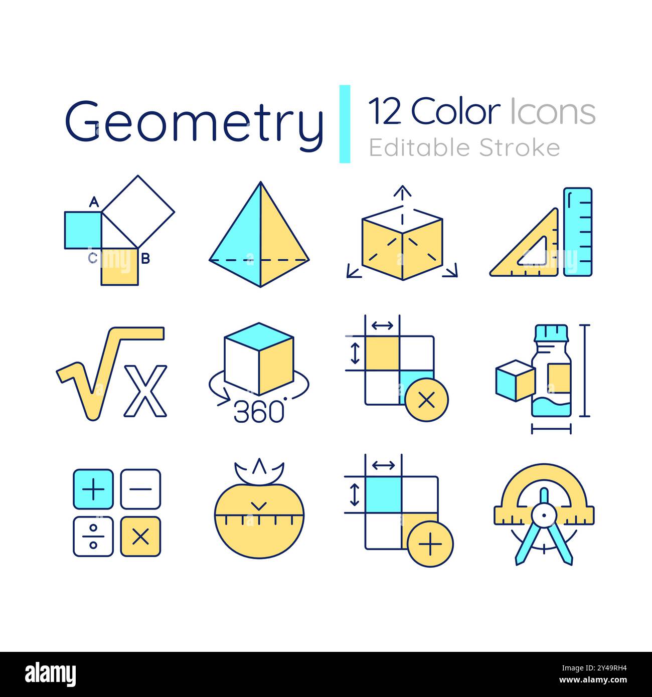 Icônes de couleur RVB de géométrie définies Illustration de Vecteur