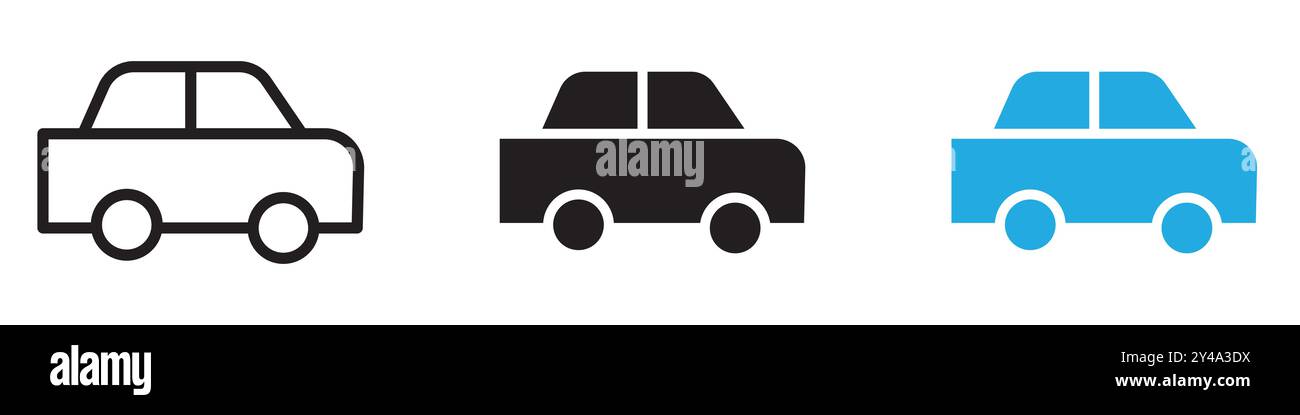 Marque de logo de ligne vectorielle d'icône de voiture ou style de contour de collection de jeu de symboles Illustration de Vecteur