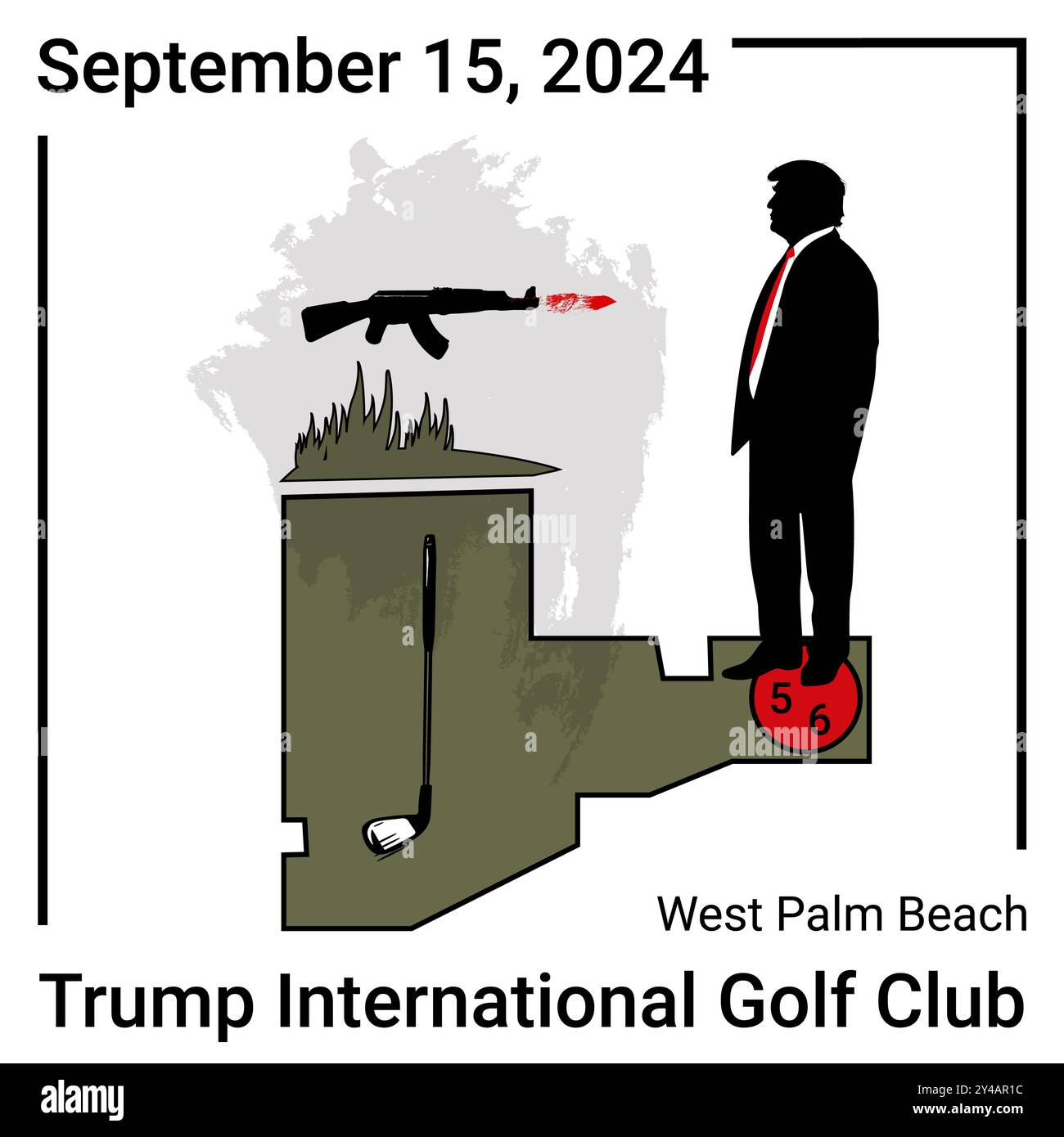 15 septembre 2024. Une tentative d'assassinat a été faite sur Donald Trump alors qu'il jouait au golf dans son Trump International Golf Club à West Palm Beac Banque D'Images