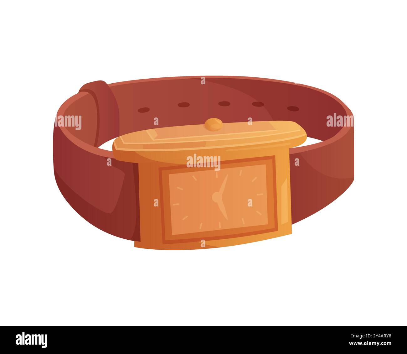 Montre mécanique en or vintage avec bracelet en cuir de l'illustration vectorielle de prêteur sur gage Illustration de Vecteur