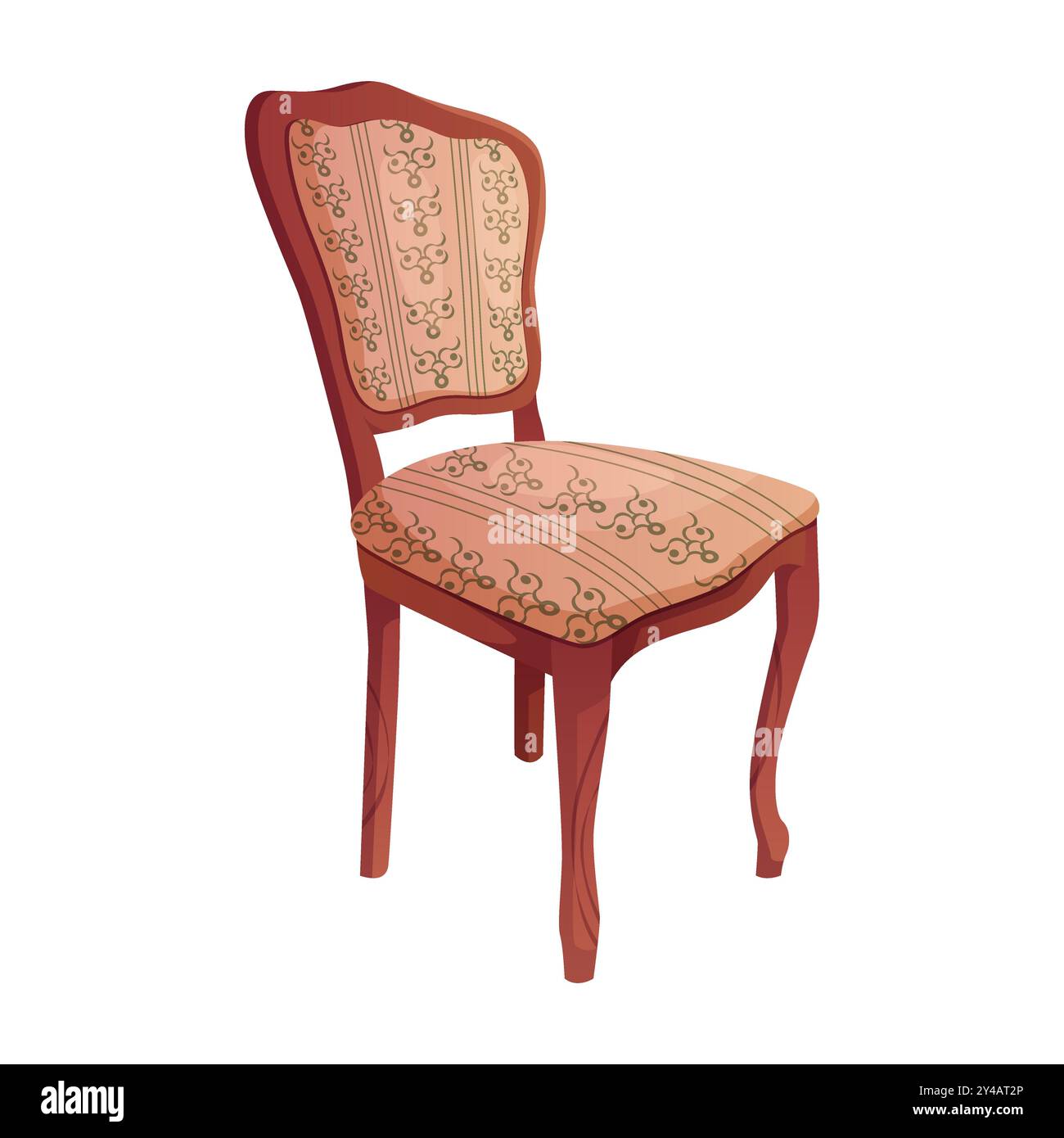 Chaise antique vintage avec siège mou, mobilier intérieur coûteux de l'illustration vectorielle de prêteur sur gage Illustration de Vecteur