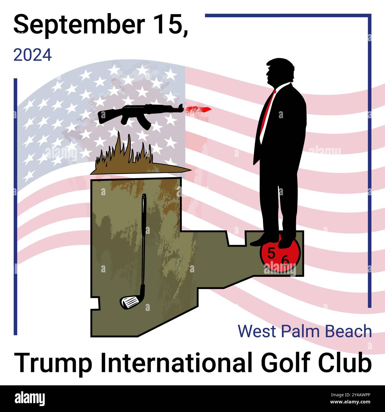 15 septembre 2024. Une tentative d'assassinat a été faite sur Donald Trump alors qu'il jouait au golf dans son Trump International Golf Club à West Palm Beac Banque D'Images