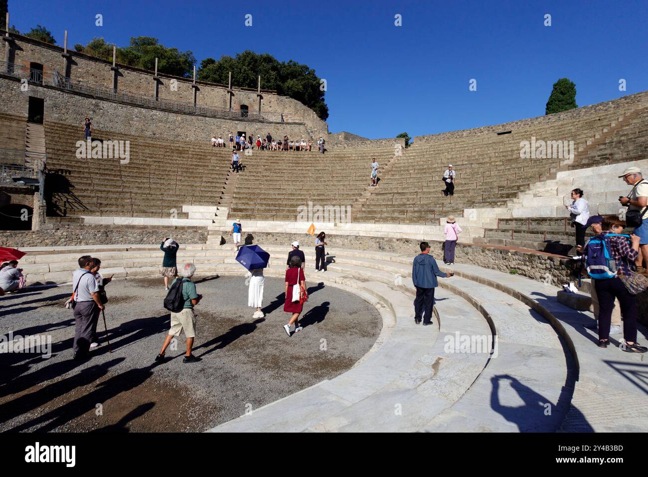 Amphithéâtre romain dans le Parc archéologique de Pompéi, Italie, Europe Banque D'Images