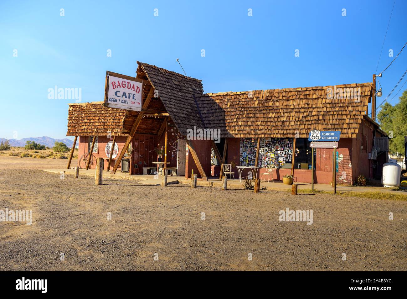 Café historique Bagdad sur la route 66 à Newberry Springs, Californie Banque D'Images