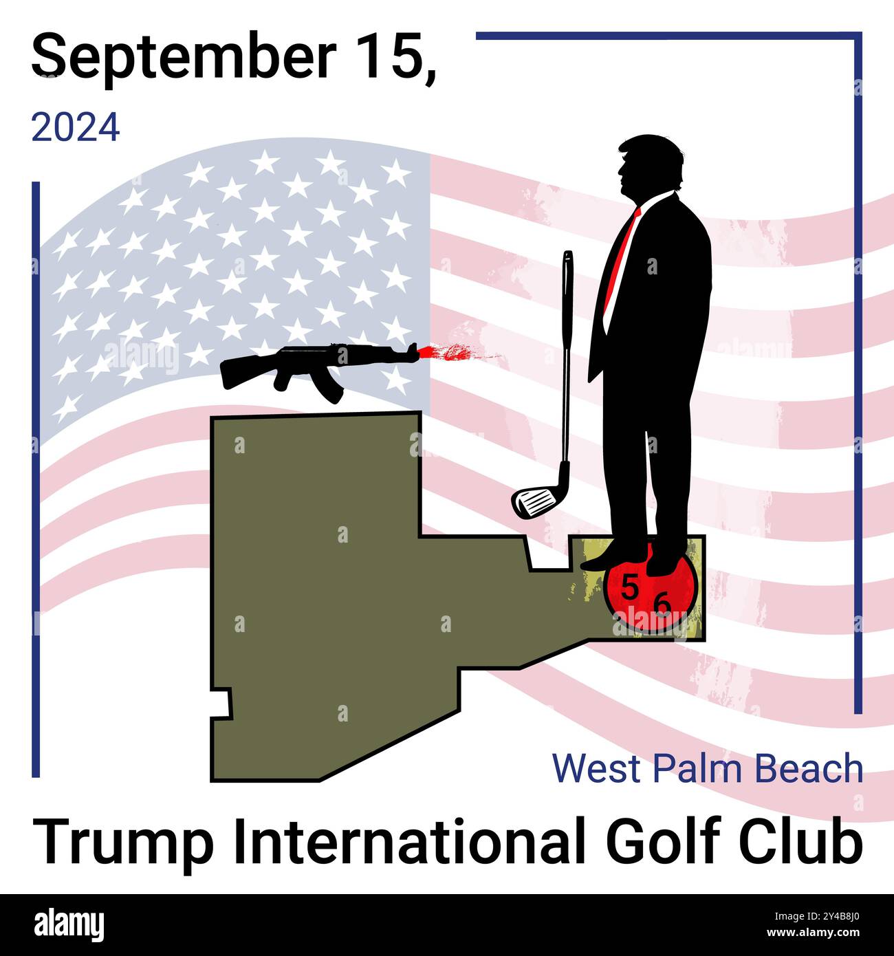 15 septembre 2024. Une tentative d'assassinat a été faite sur Donald Trump alors qu'il jouait au golf dans son Trump International Golf Club à West Palm Beac Banque D'Images