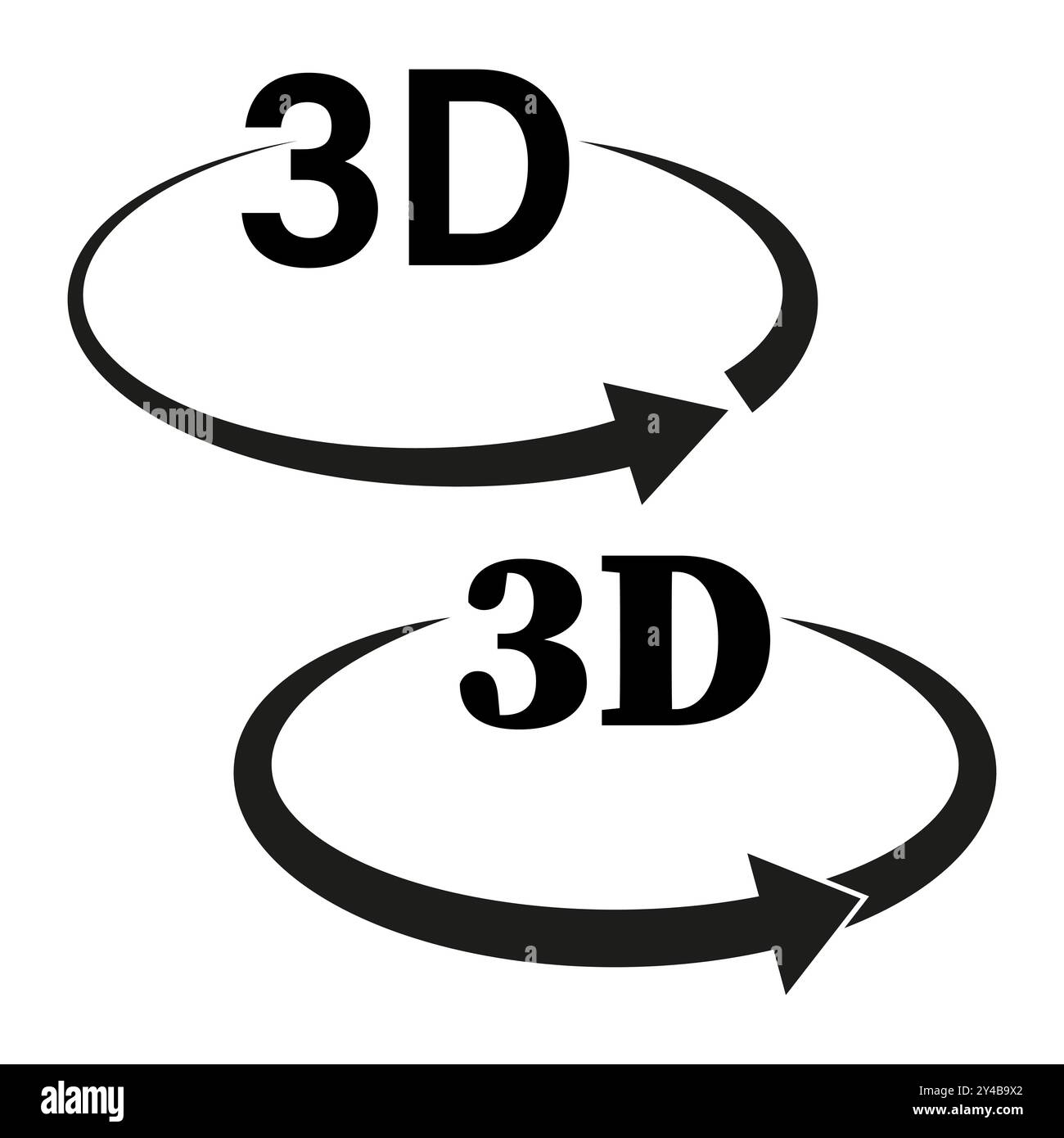 Icônes de rotation 3D. Symboles de flèche circulaire. Signes graphiques tridimensionnels. Illustration vectorielle simple. Illustration de Vecteur