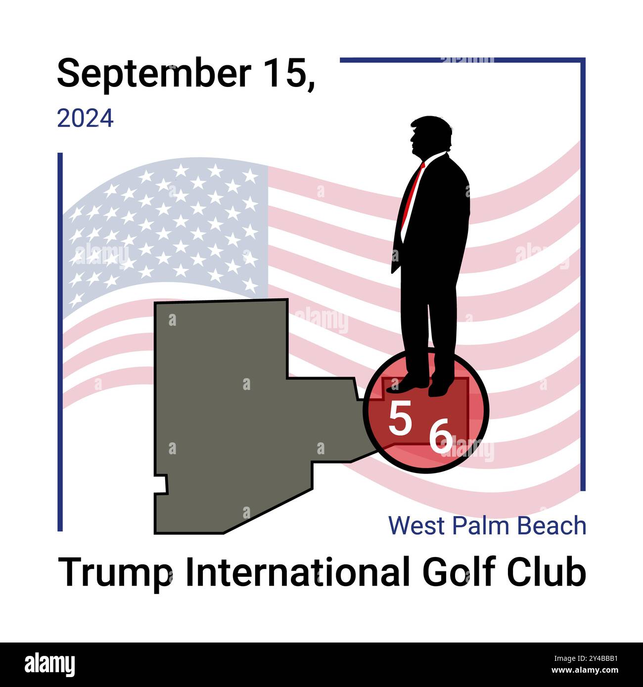15 septembre 2024. Une tentative d'assassinat a été faite sur Donald Trump alors qu'il jouait au golf dans son Trump International Golf Club à West Palm Beac Banque D'Images