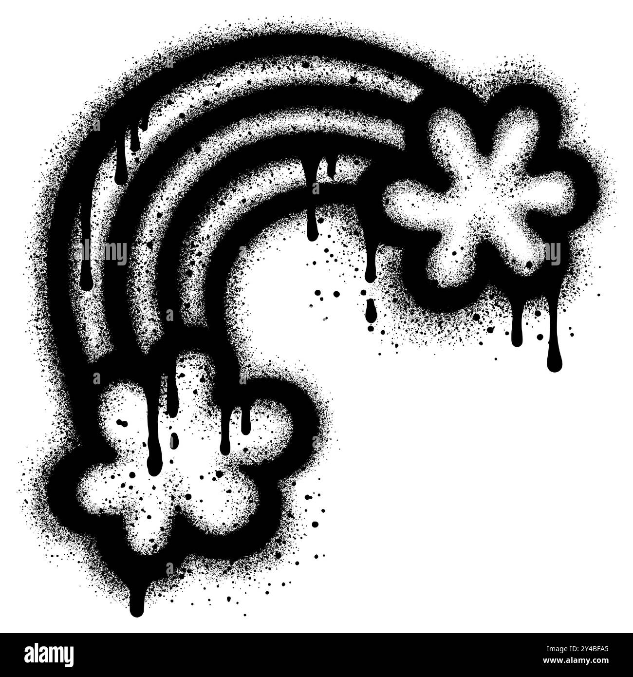 graffiti arc-en-ciel avec peinture noire en aérosol. illustration vectorielle. Illustration de Vecteur