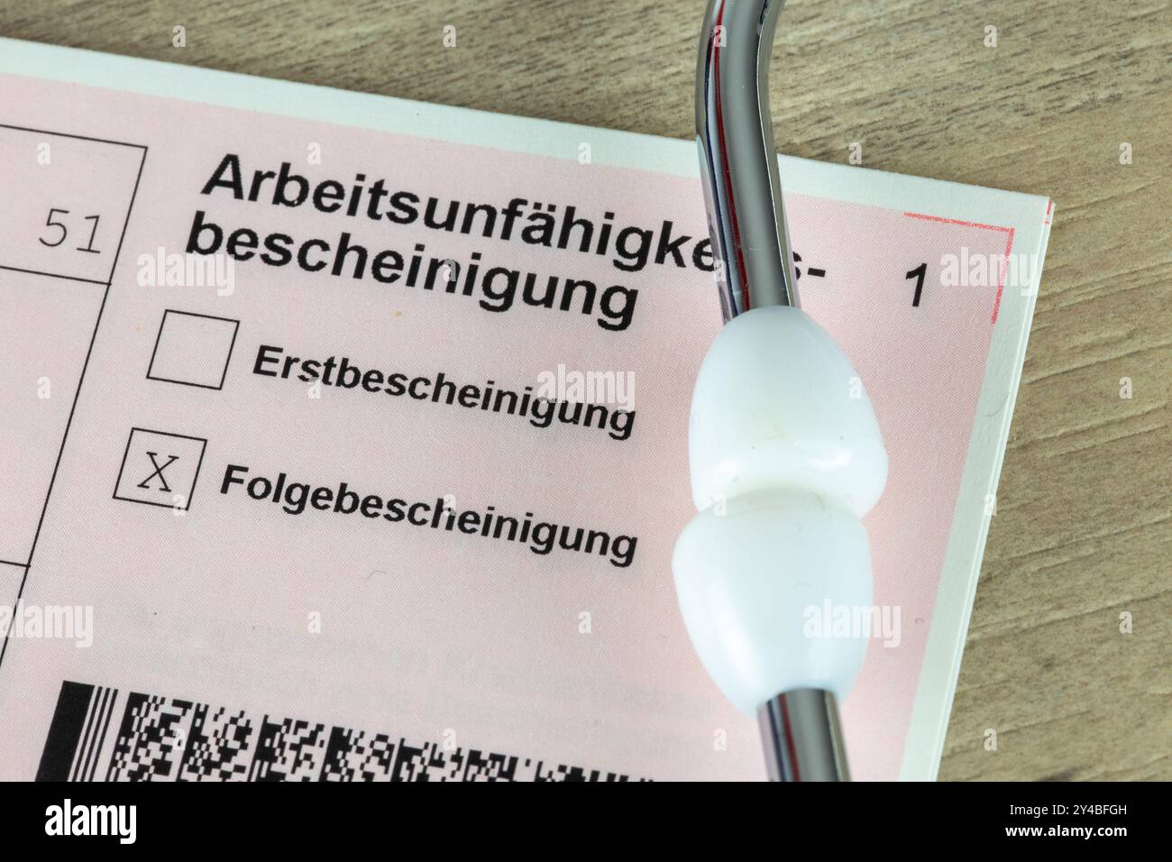 Gros plan d'un certificat d'incapacité de travail, Allemagne Banque D'Images