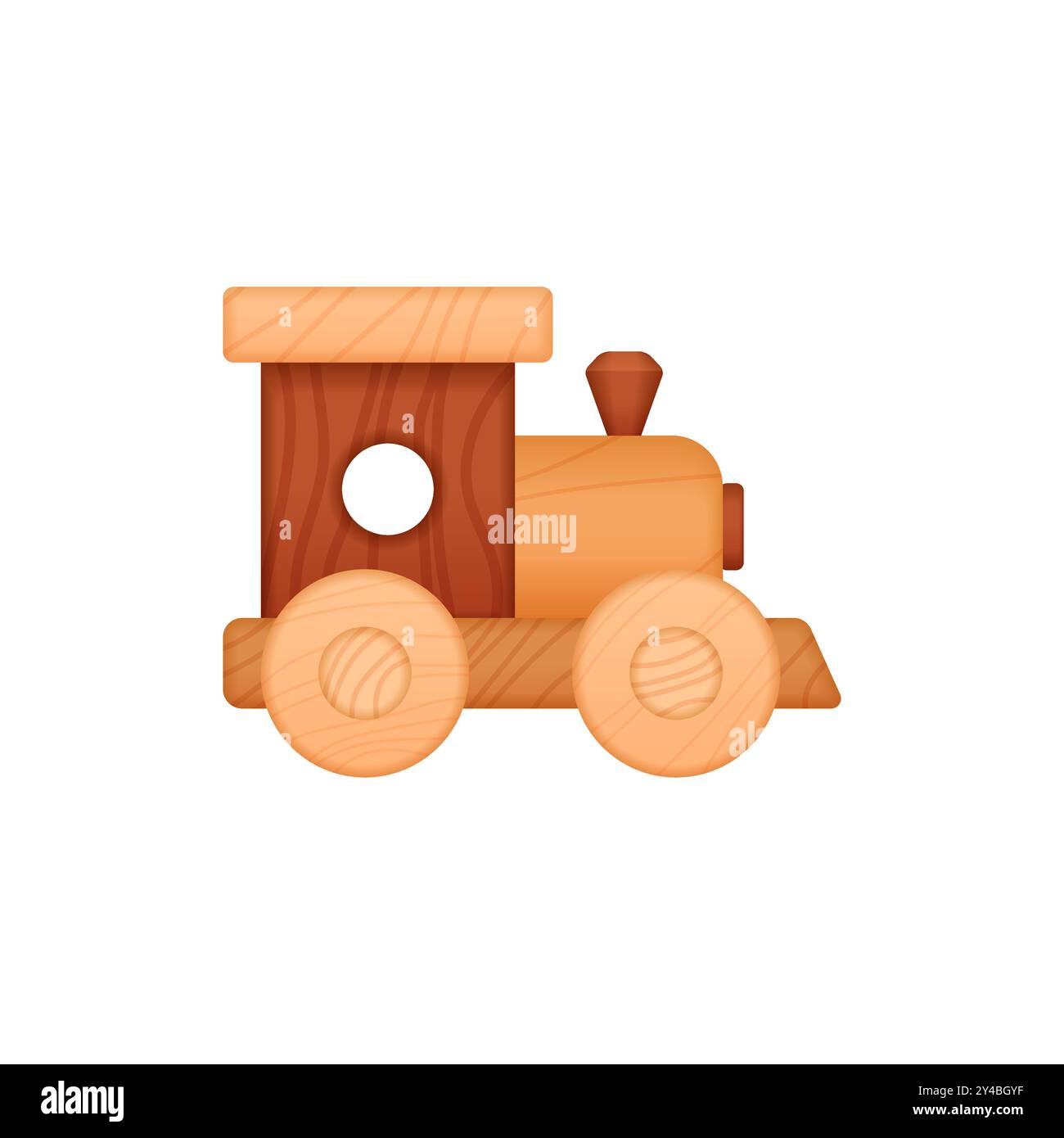Image vectorielle d'un train jouet en bois, idéal pour le jeu d'enfants et à des fins éducatives. Illustration de Vecteur