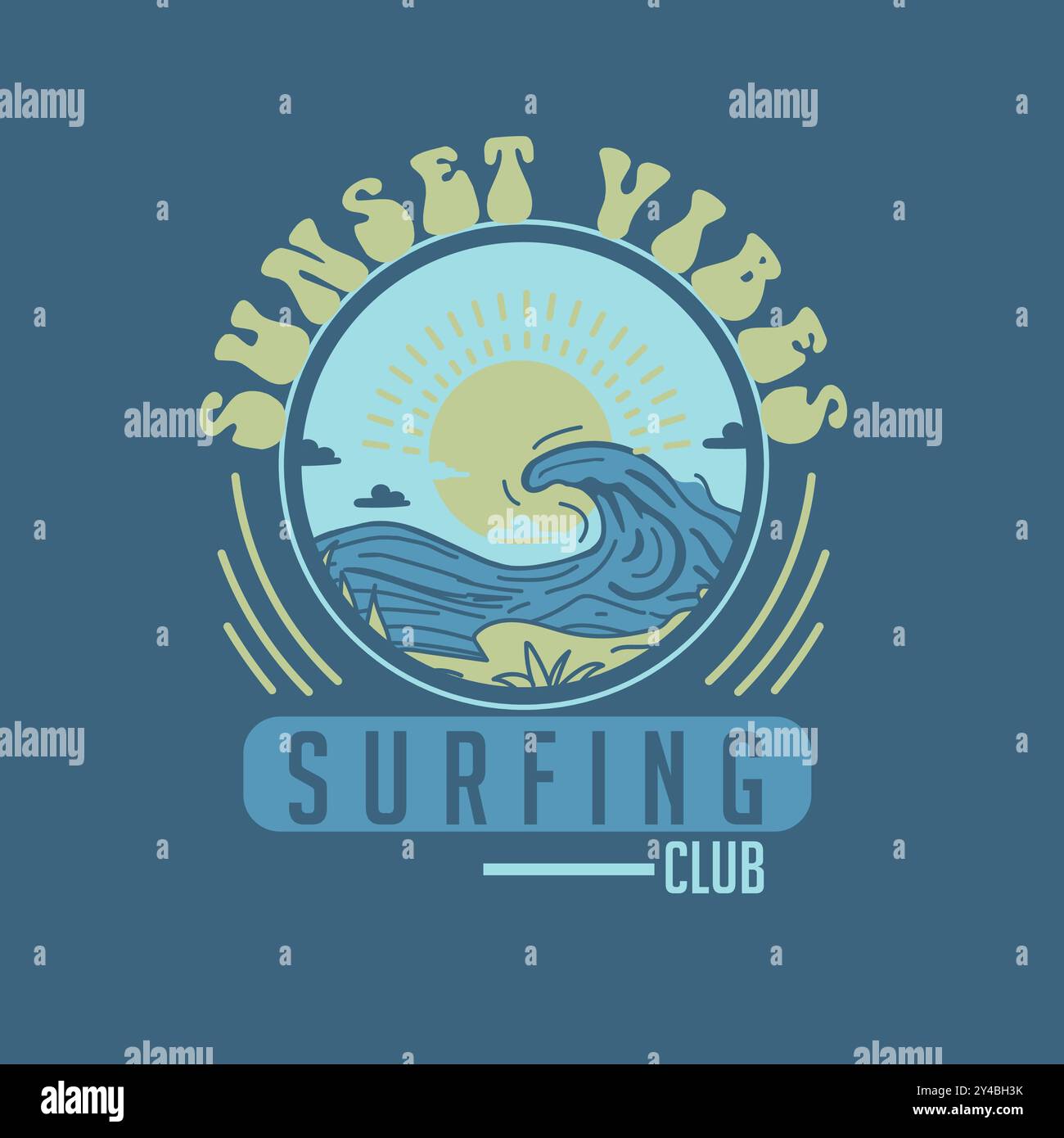 Sunset Vibes Surfing club typographie Summer Beach t shirt design Illustration de Vecteur