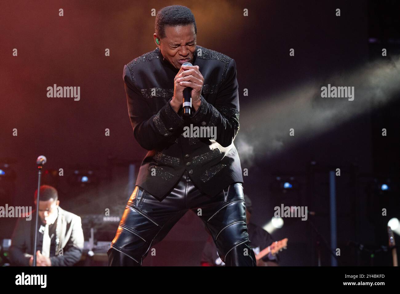 Jackie Jackson se produit pendant le Boogietown Festival à Apps court Farm. Banque D'Images
