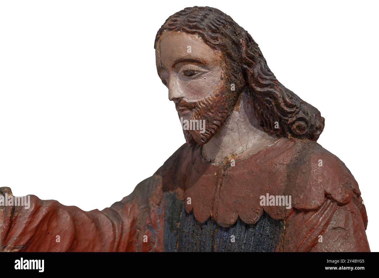 Christ sur l'âne de palmier, sur fond blanc, détail, figure en bois d'environ 1400, Musée Bezau, Vorarlberg, Autriche, Europe Banque D'Images
