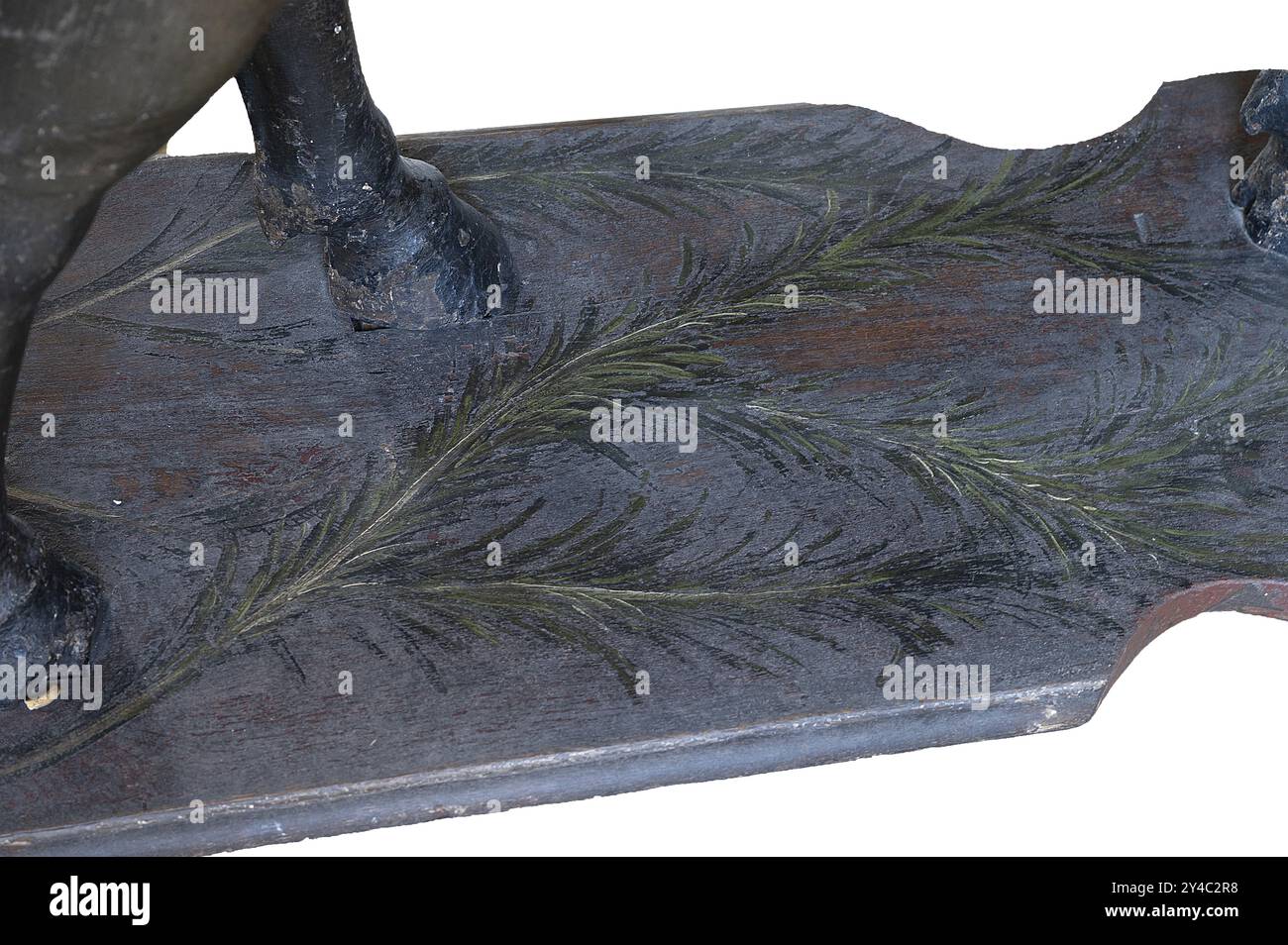 Feuilles de palmier peintes sur le bois de soutien du palmier, vers 1880, sur fond blanc, détail, couvent dominicain de Wettenhausen, Souabe, Ba Banque D'Images