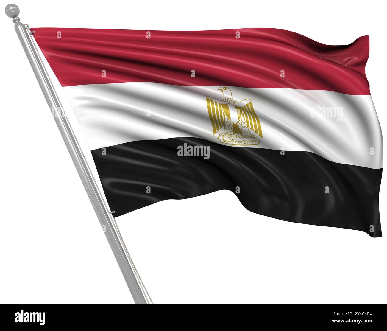 Drapeau de l'Egypte, image isolée Banque D'Images