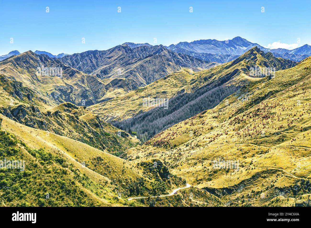 New Zealand South Island Skippers Canyon Panorama avec Mount Aurum au nord de Queenstown dans la région d'Otago Banque D'Images