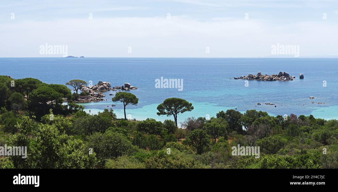 Vue panoramique Palombaggia, Tamaricciu, Corse Banque D'Images