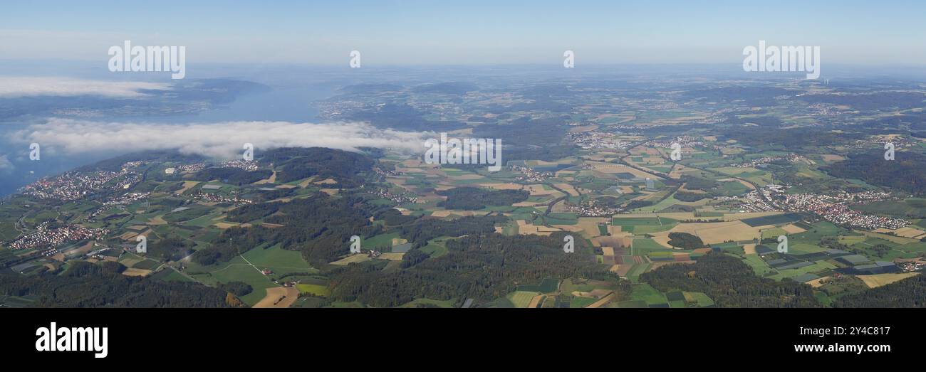 Photographie aérienne, lac Ueberlingen sur le lac de Constance et la région de Linzgau Banque D'Images