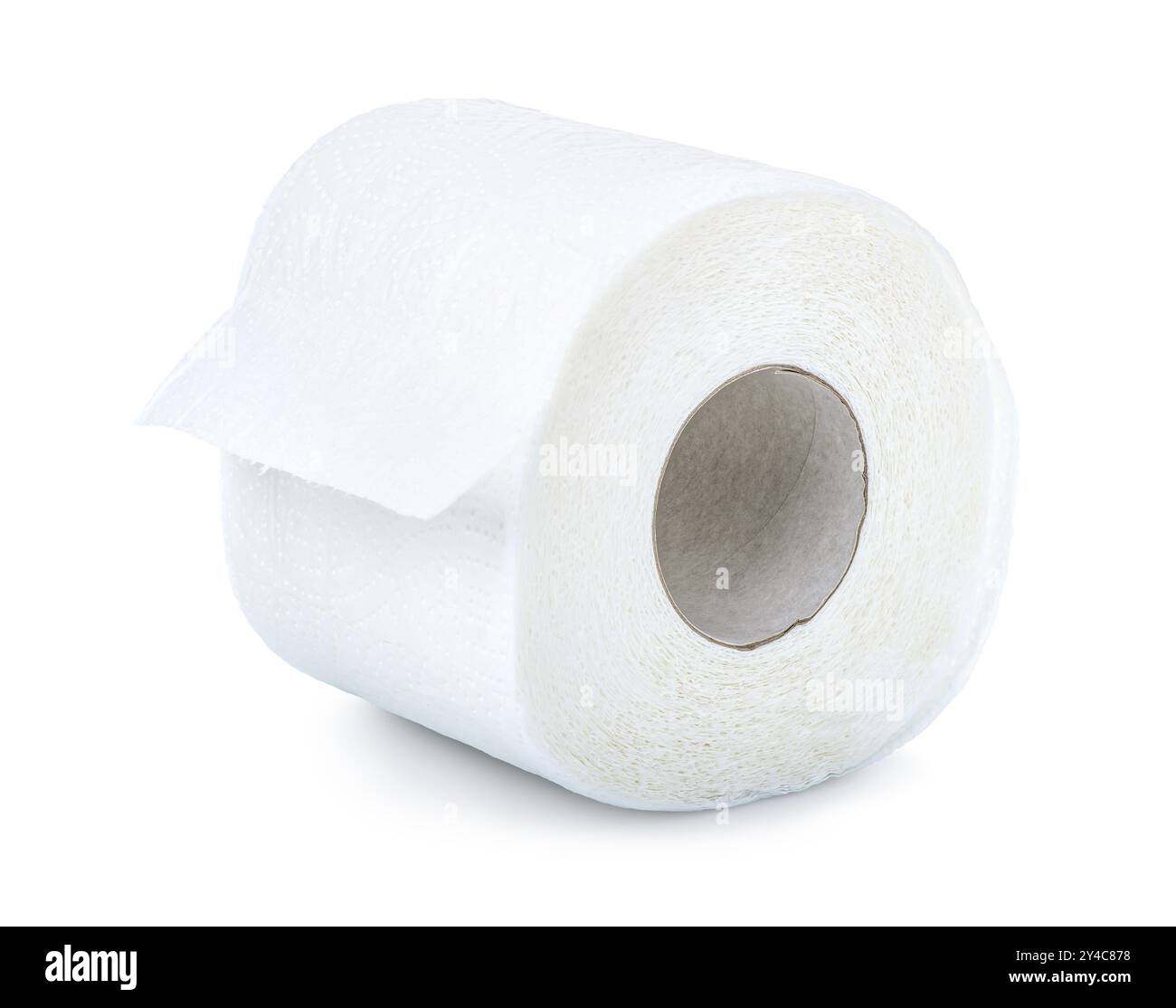 Papier toilette blanc isolé sur fond blanc Banque D'Images