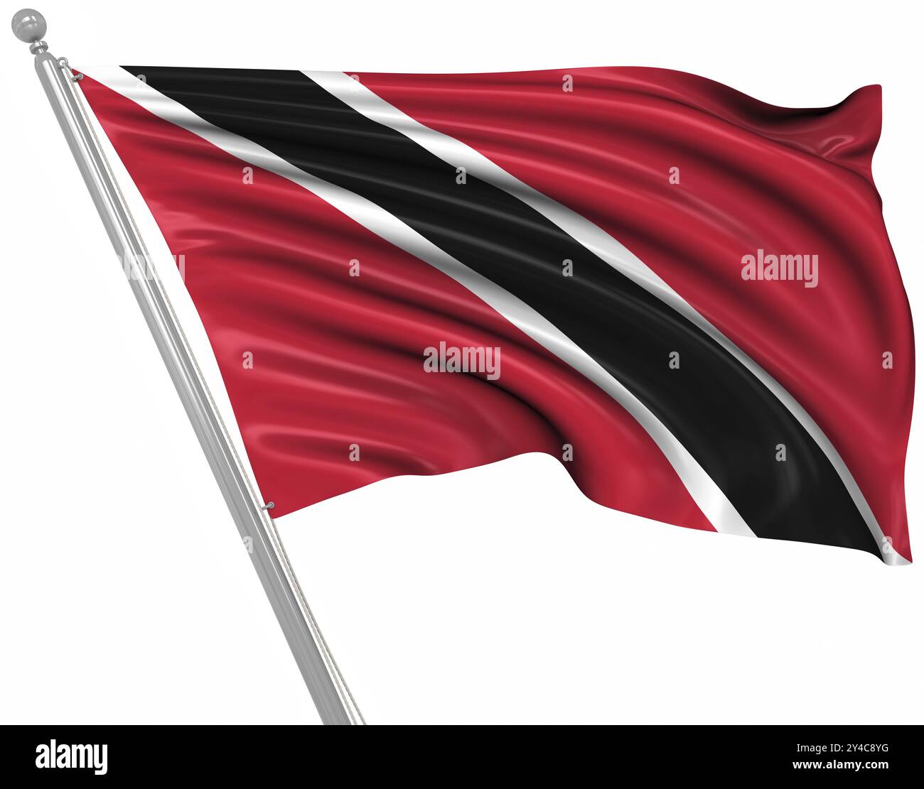 Drapeau de Trinité-et-Tobago, il s'agit d'une image générée par ordinateur et rendue en 3D. Banque D'Images Drapeau de Trinité-et-Tobago, il s'agit d'une image générée par ordinateur et rendue en 3D. Banque D'Images