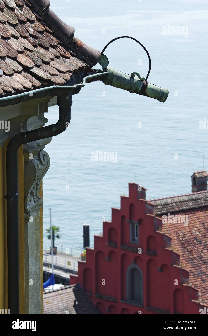 Drainage du toit avec gargouille, château de Meersburg Banque D'Images