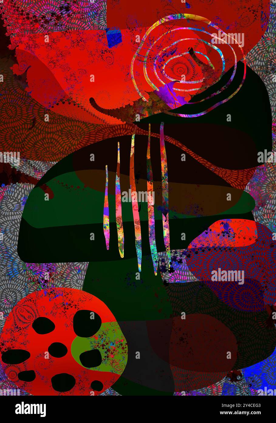 ART CONTEMPORAIN : 'composition en rouge' par Edmund Nagele FRPS Banque D'Images