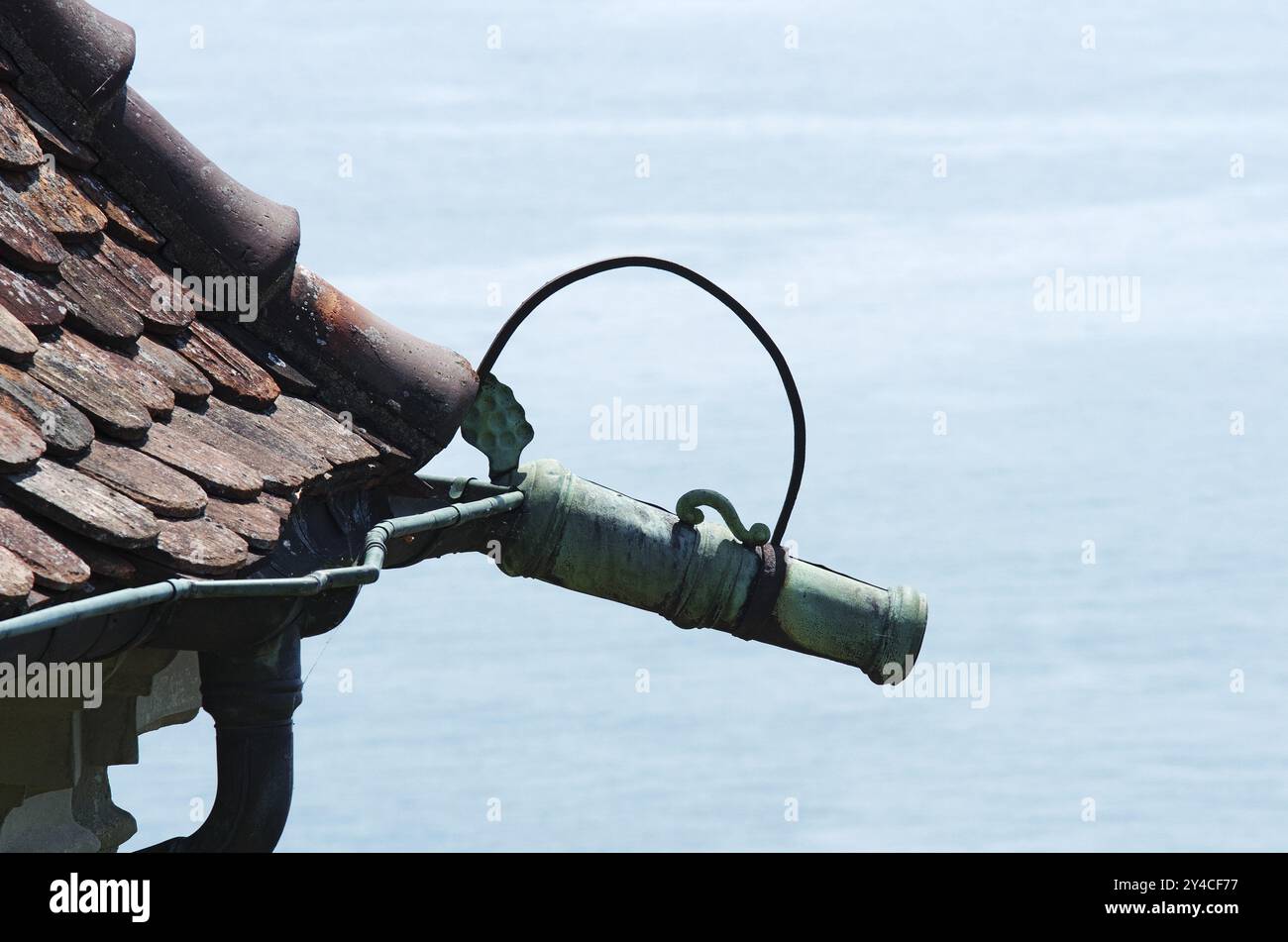 Drainage du toit avec gargouille, château de Meersburg Banque D'Images
