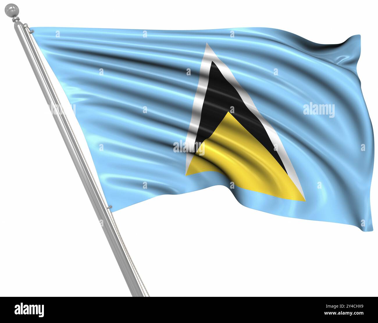 Drapeau de Sainte-Lucie, il s'agit d'une image générée par ordinateur et rendue en 3D. Banque D'Images
