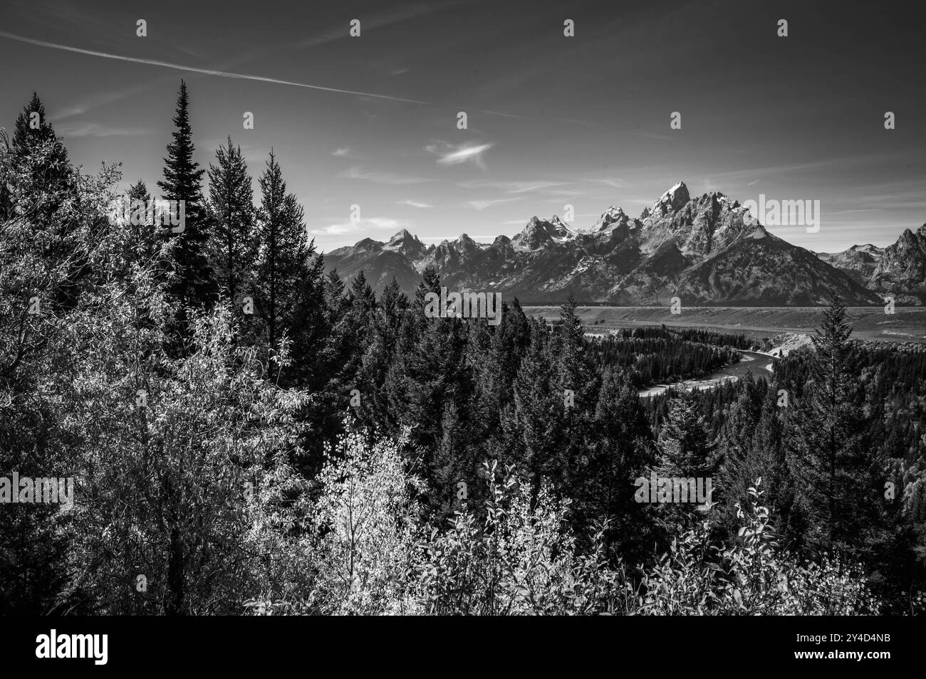 Grand Teton du parc national de Grand Teton où Ansel Adams a pris la célèbre photo de Teton en noir et blanc à l'automne 2024 avec la rivière Snake Banque D'Images