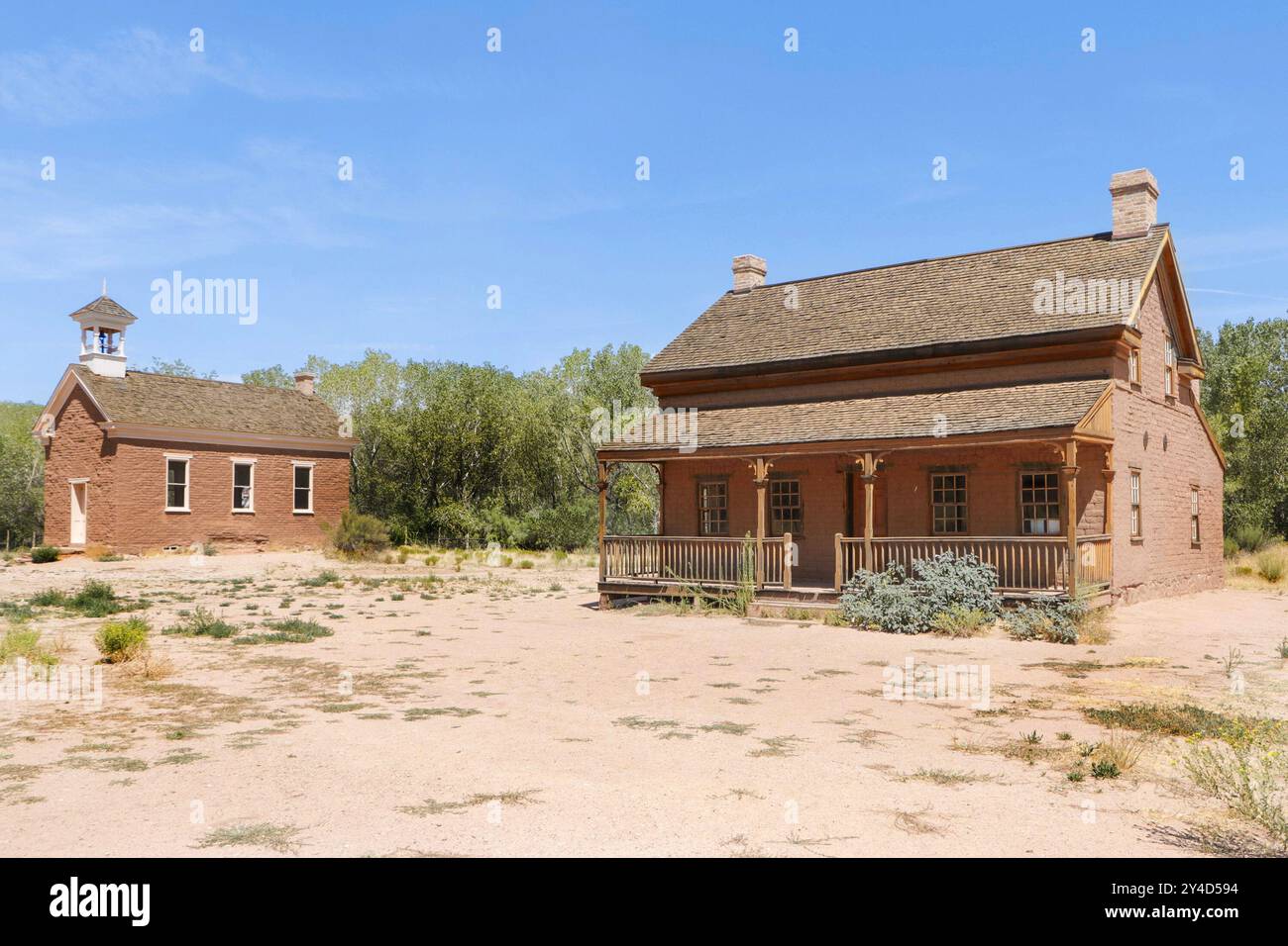 Old School House et Alonzo Russell adobe House Grafton Ghost Town, rockville UT a figuré dans le film Butch cassidy and the sundance Kid Banque D'Images