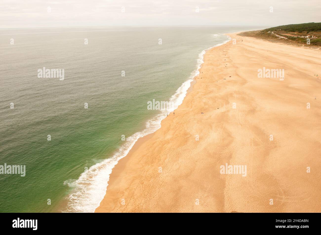 La célèbre plage praia du norte à Nazarè, Portugal vue de dessus Banque D'Images