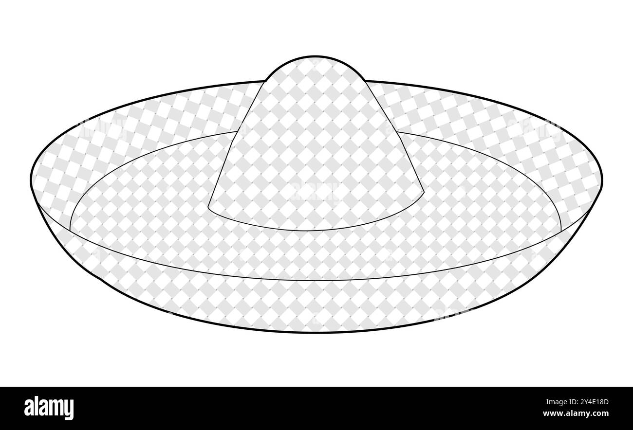 Chapeau de paille Sombrero. Casquette accessoire Summer Head Fashion avec illustration technique de vêtements à large bord. Casque vectoriel pour hommes, femmes, style unisexe, modèle plat CAD maquette contour d'esquisse isolé Illustration de Vecteur