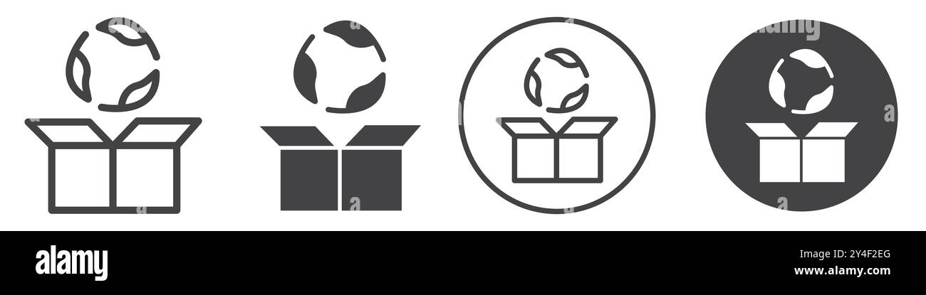 Icône d'emballage écologique définie dans un style de contour de ligne mince et un signe vectoriel linéaire Illustration de Vecteur