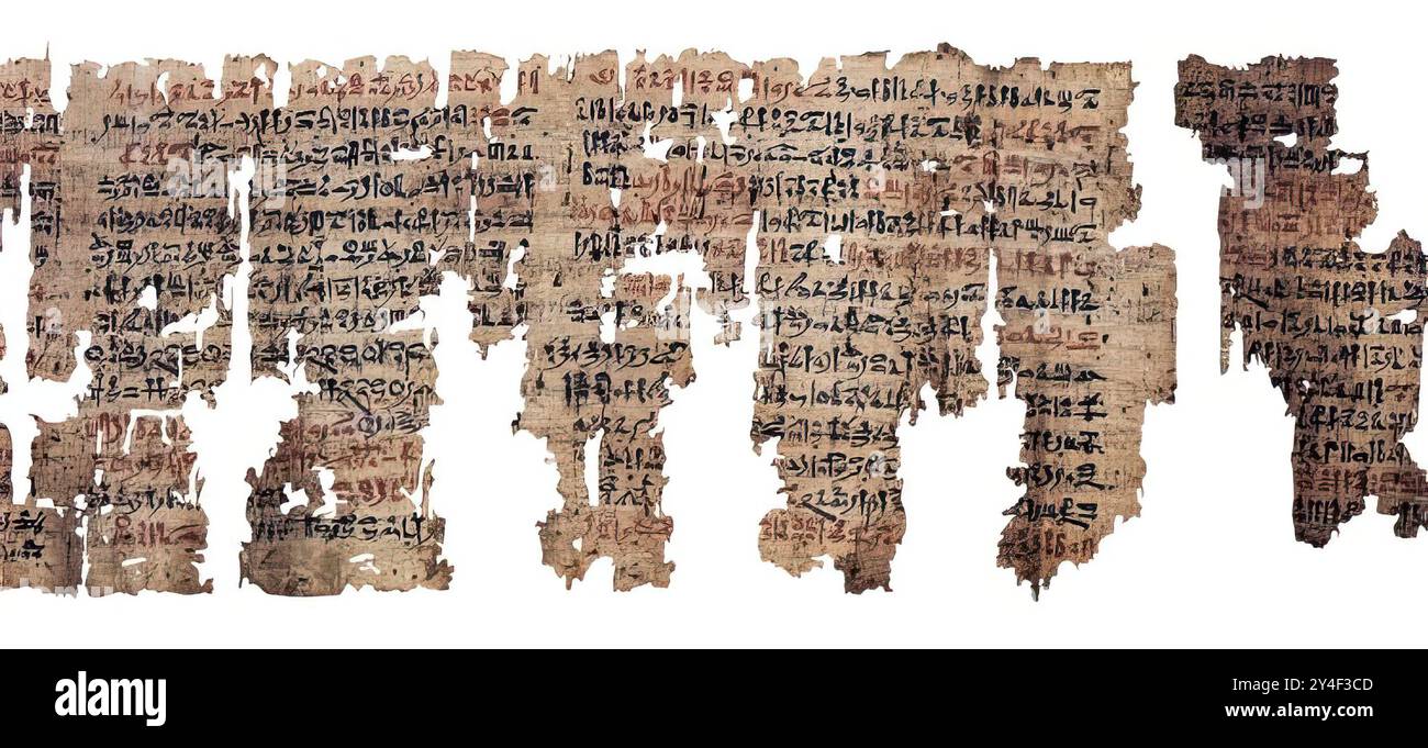 7386. Le papyrus médical de Londres est un ancien papyrus égyptien datant d'environ 1629 av. J.-C. Les écrits de ce papyrus sont de 61 recettes, dont 25 sont cla Banque D'Images