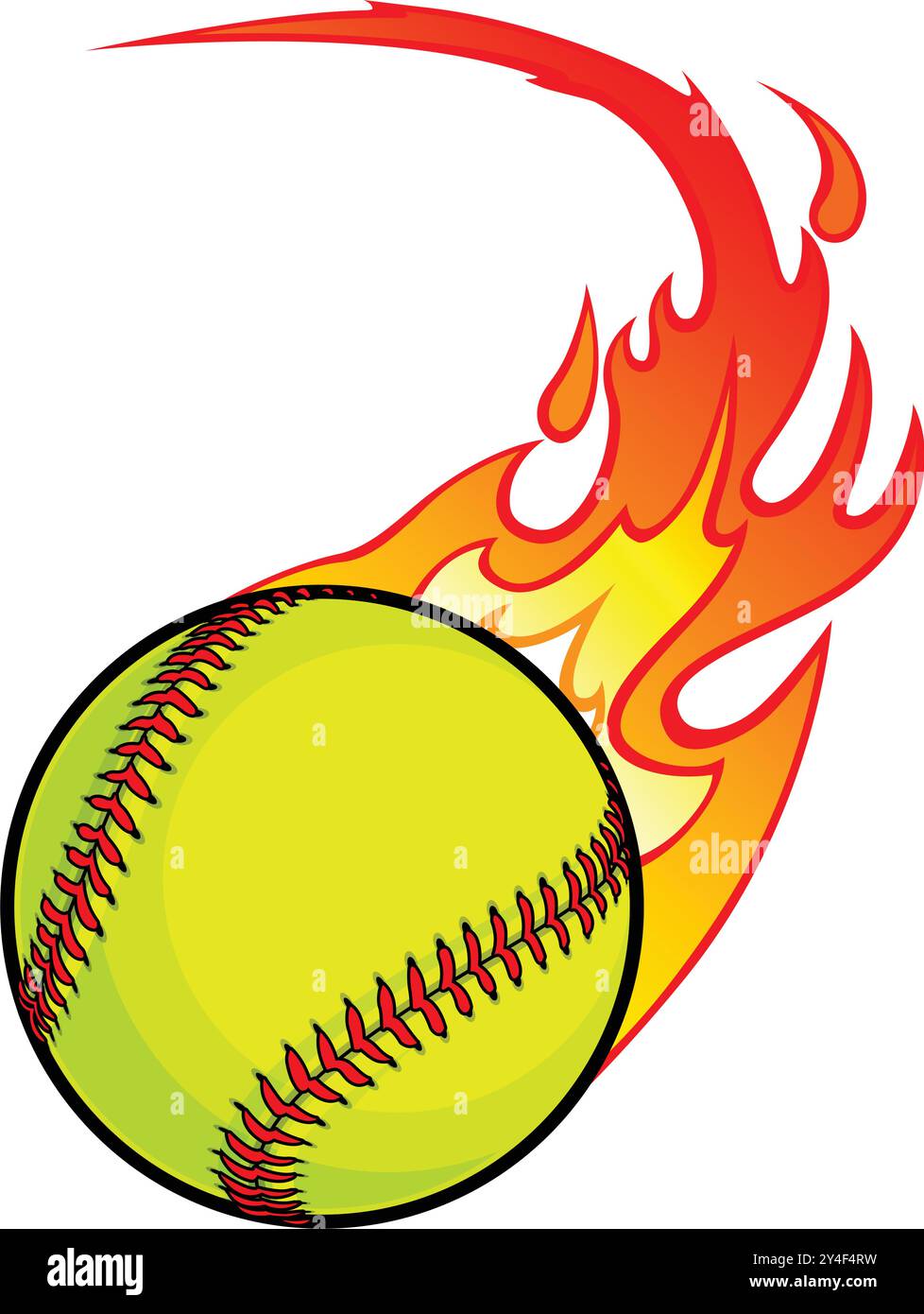 balle molle jaune flamboyante rapide avec vecteur de symbole de logo de balle molle ombré de dessin animé rouge isolé sur fond transparent Illustration de Vecteur