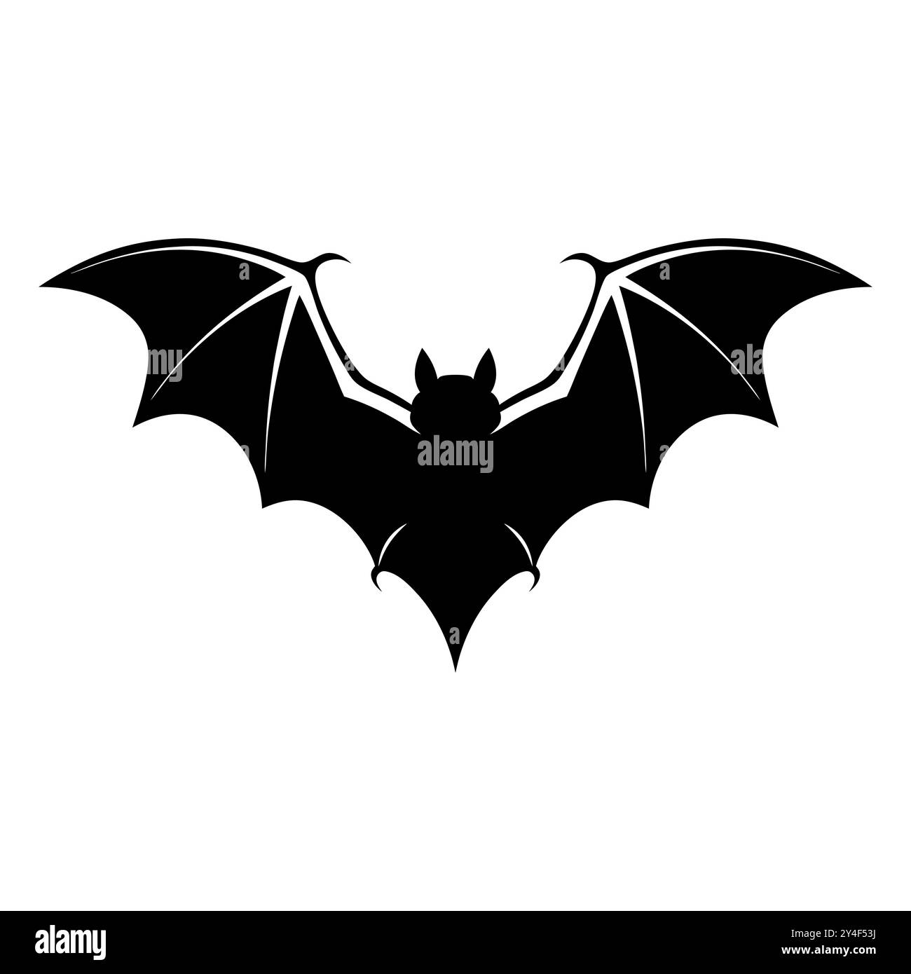 Icône de batte. La chauve-souris noire déploie ses ailes en volant dans la nuit. Illustration de Vecteur