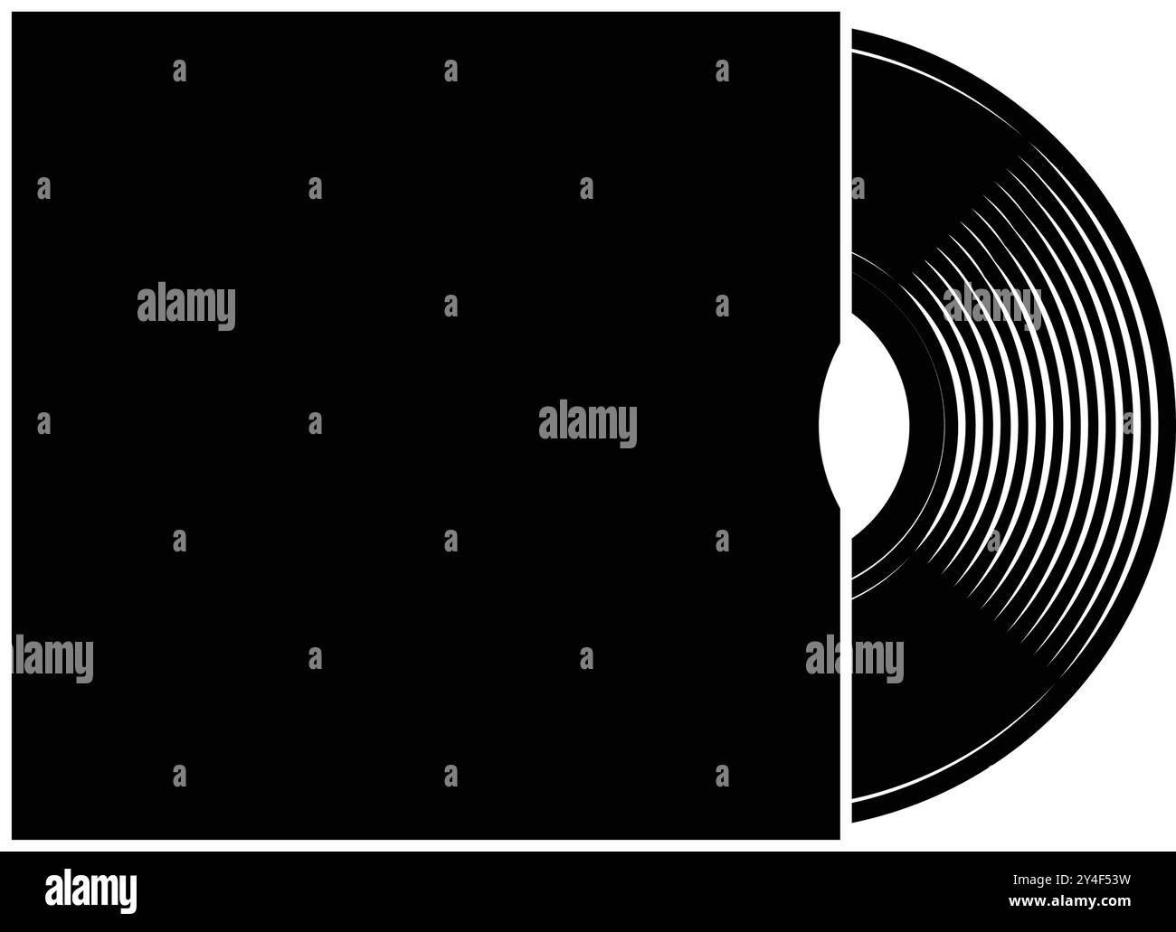 simple classique de musique vinyle noir lp enregistrement demi dans le vecteur de symbole de manchon de couverture vierge isolé sur fond transparent Illustration de Vecteur