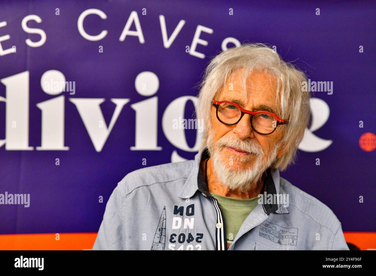 Acteur Pierre Richard à la cave Ludivigne à Fécamp le 16 septembre 2023, pour la présentation de son vignoble Banque D'Images