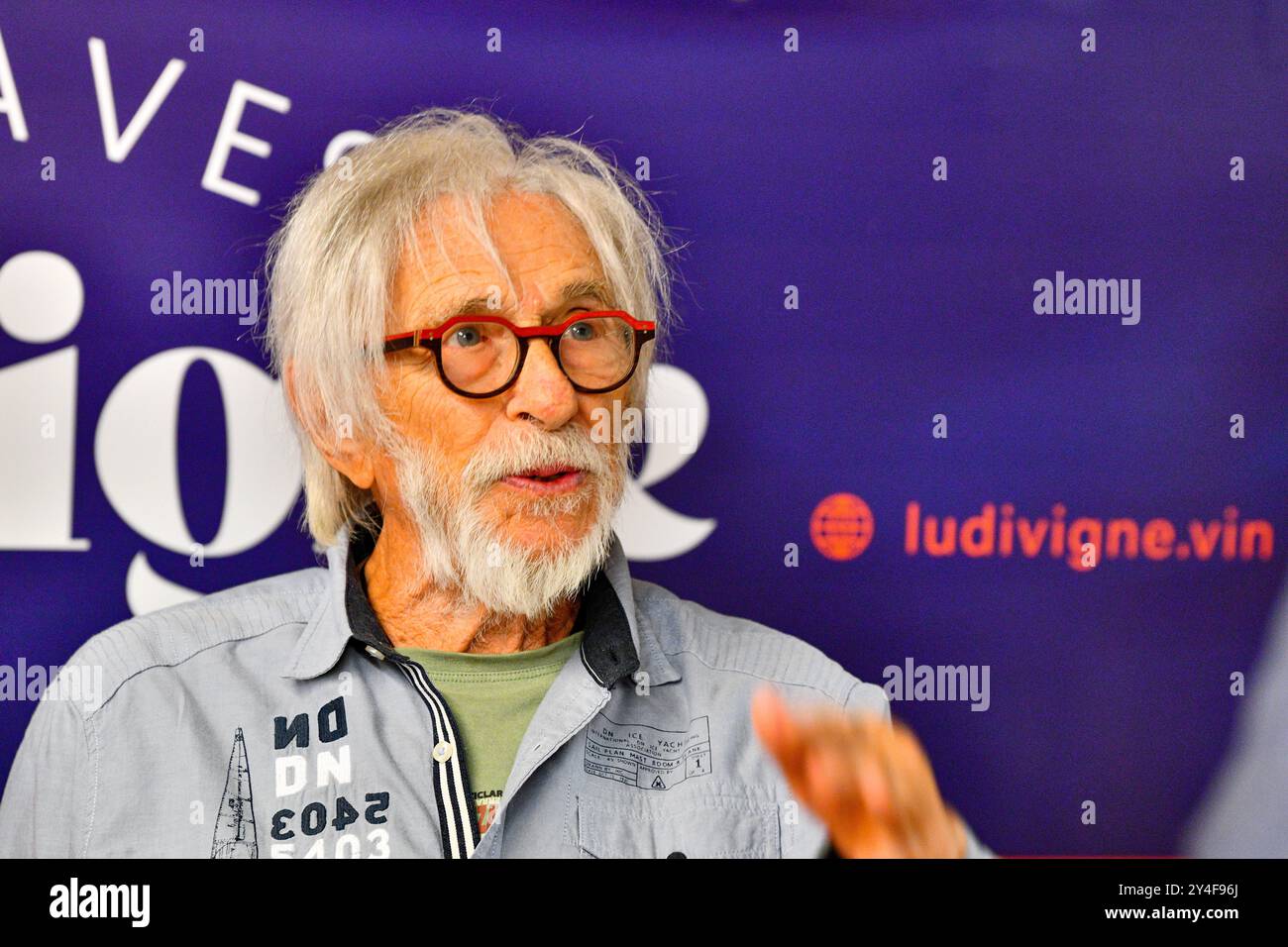 Acteur Pierre Richard à la cave Ludivigne à Fécamp le 16 septembre 2023, pour la présentation de son vignoble Banque D'Images