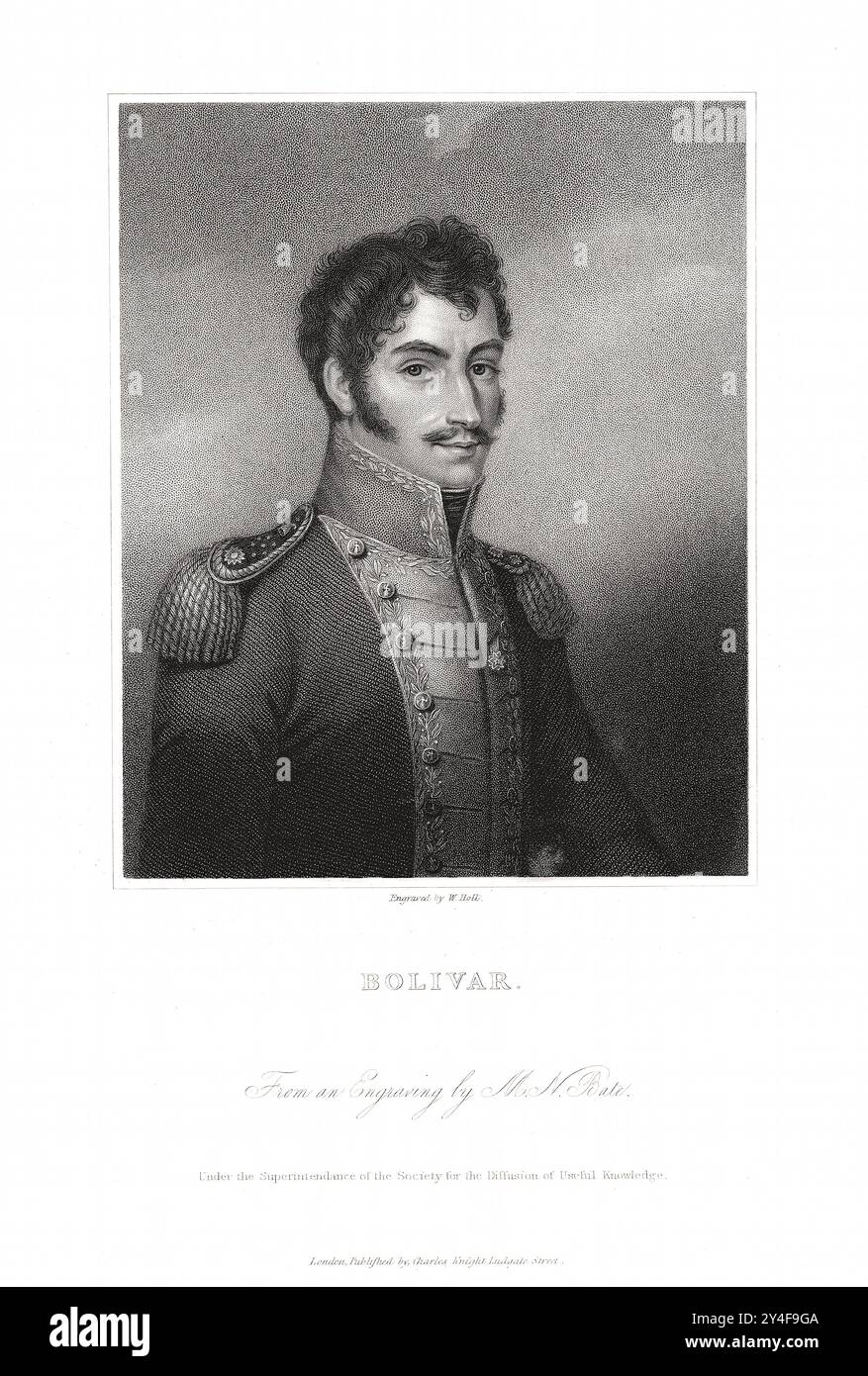 Simon Bolivar y Ponte (1783-1830 ) - Portrait de gravure Banque D'Images