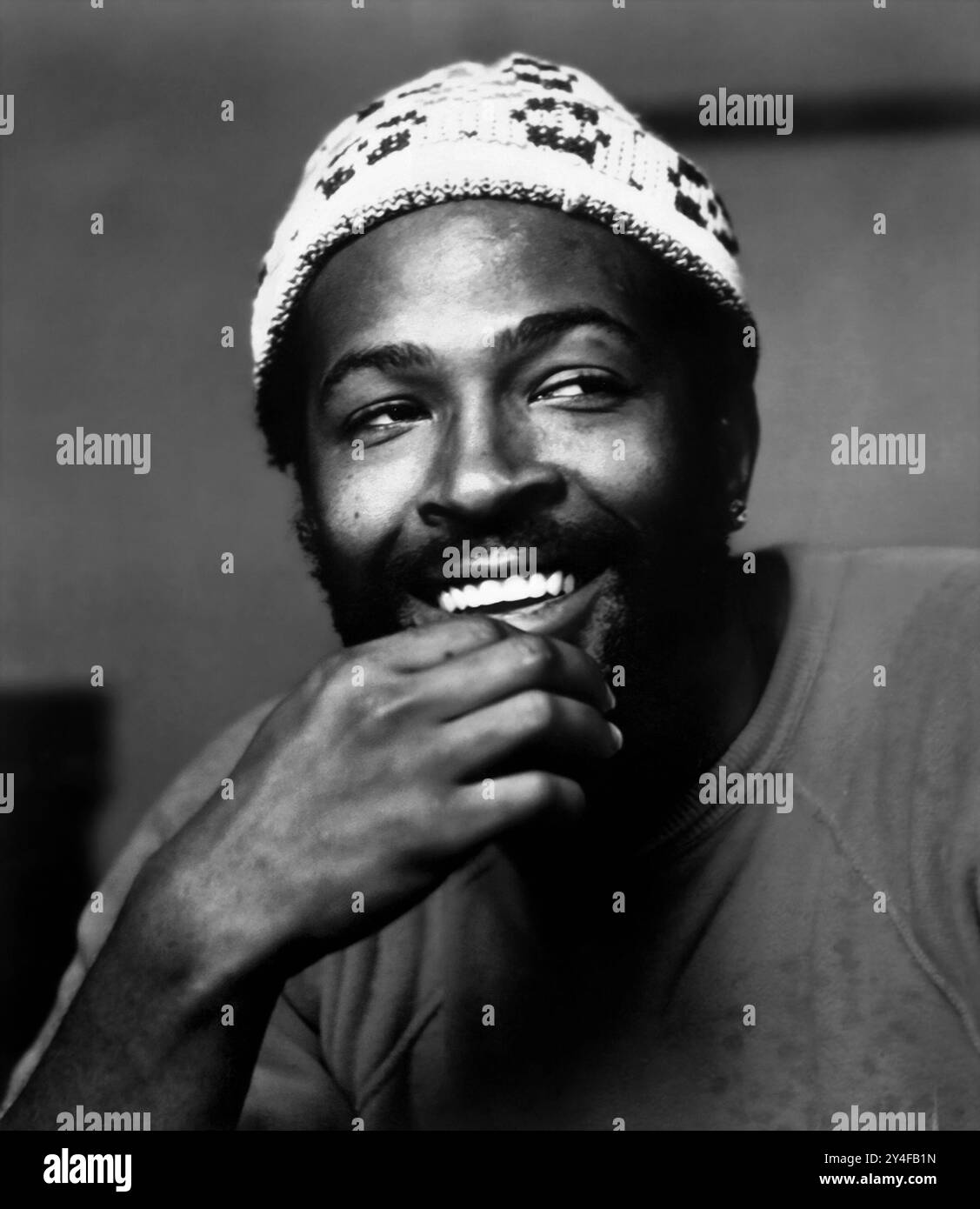 Photo publicitaire de la légende de l'âme Marvin Gaye en 1973, lors des sessions d'enregistrement de l'album Let's Get It on au studio Hitsville West de Los Angeles Banque D'Images