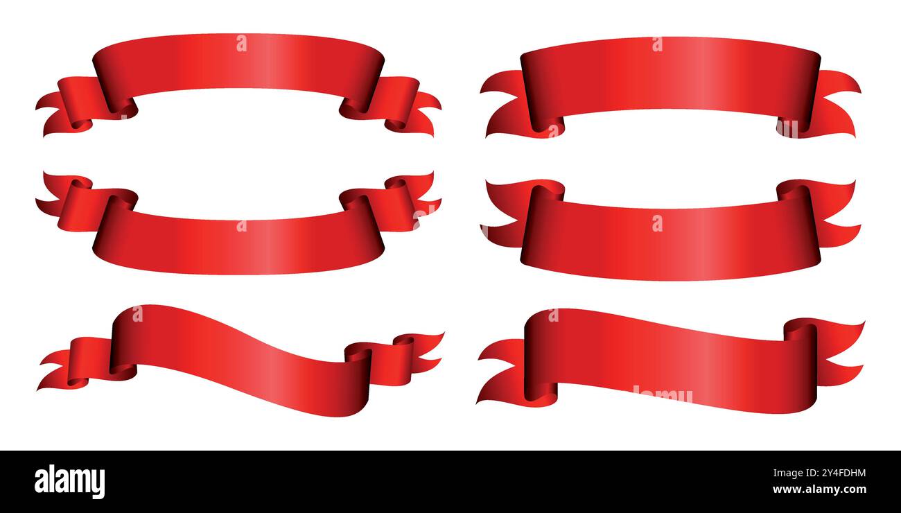 Ensemble de rubans réalistes rouges - illustration vectorielle Illustration de Vecteur