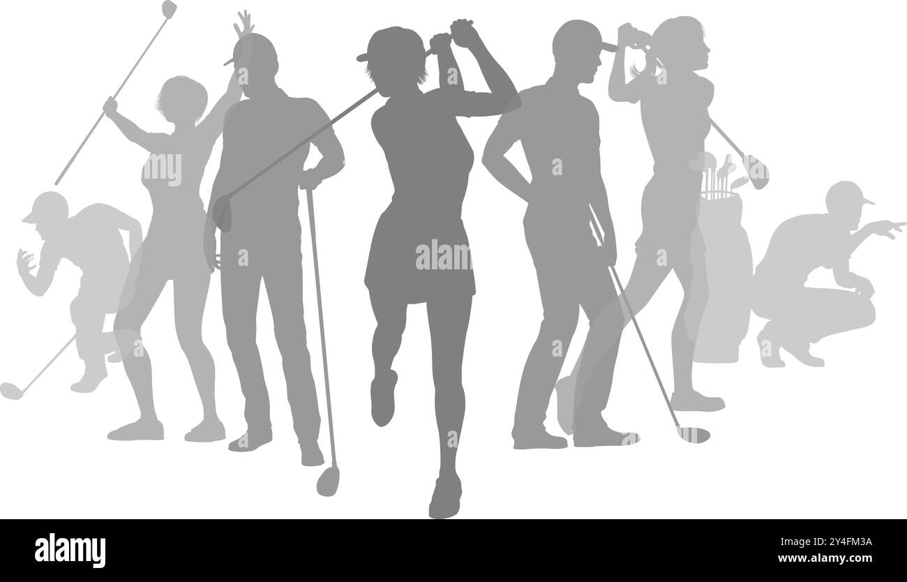 Golfeurs Golf Silhouette Golf personnes silhouettes Illustration de Vecteur