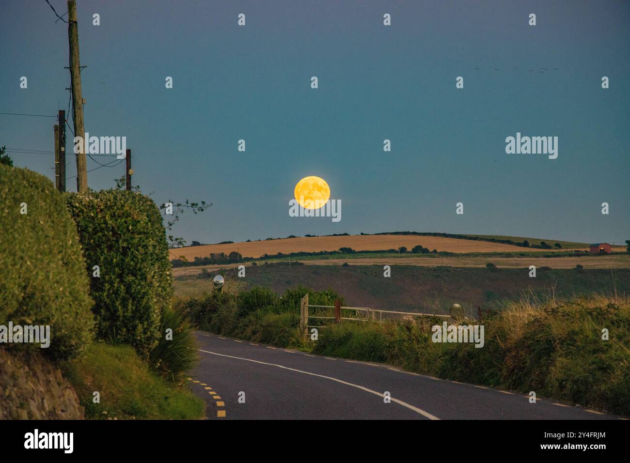 Moisson Supermoon au-dessus de Courtmacsherry Bay, West Cork, septembre 2024 Banque D'Images