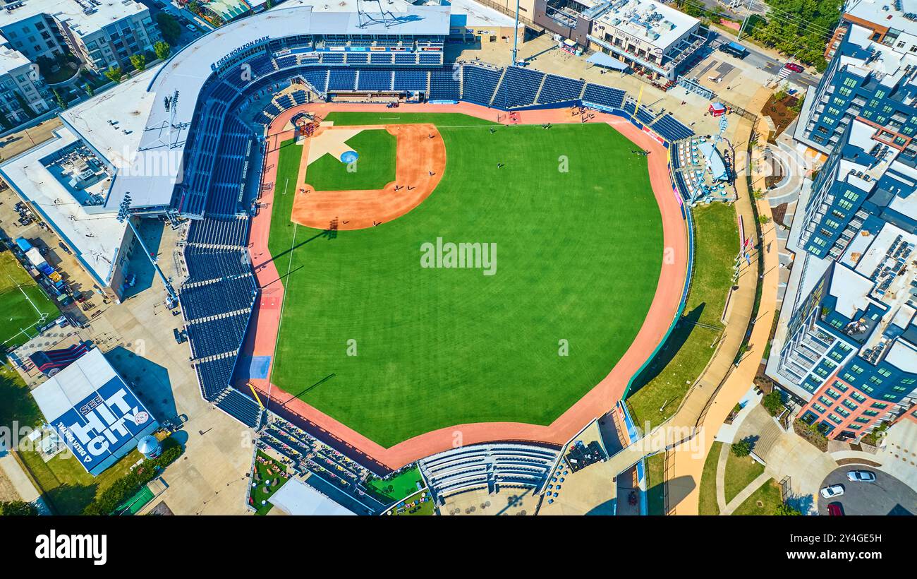 Vue aérienne du parc First Horizon dans le paysage urbain de Nashville Banque D'Images