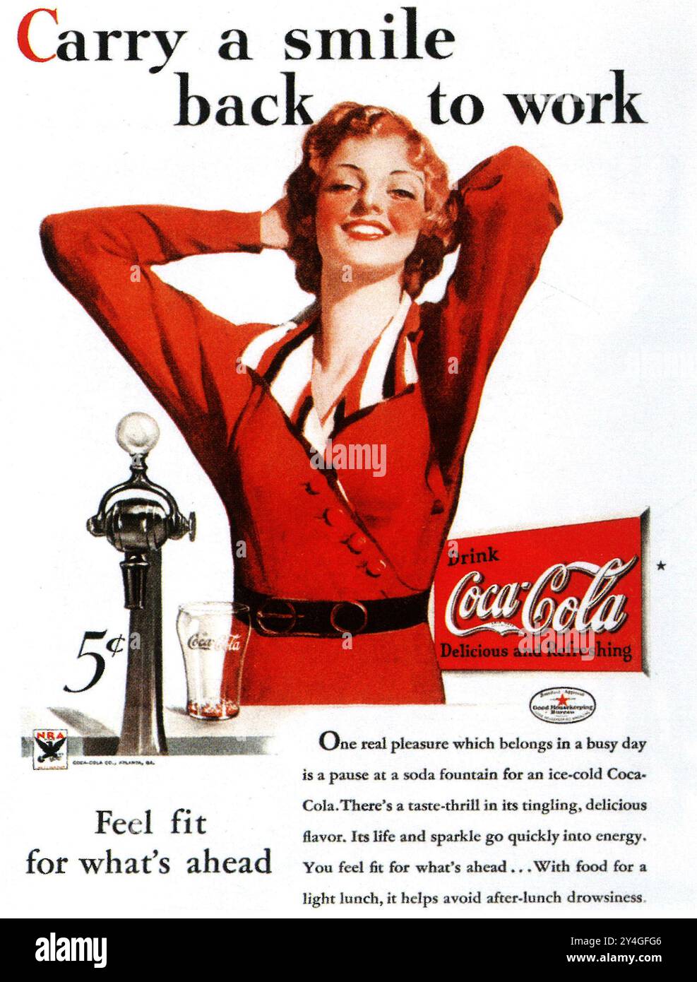 1934 publicité Coca-Cola Banque D'Images