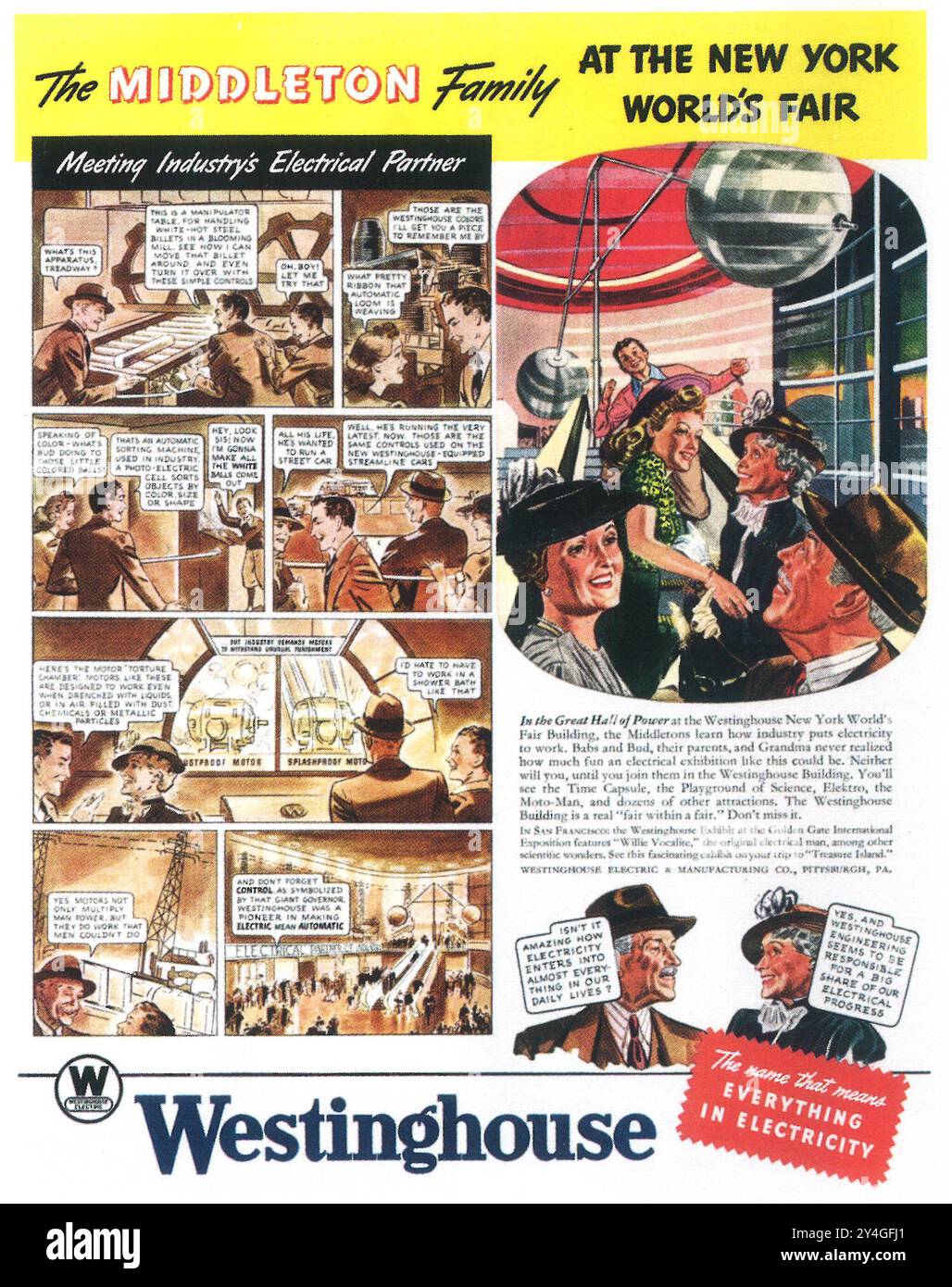 1939 Westinghouse Electric Products à la foire mondiale de NY ad Banque D'Images